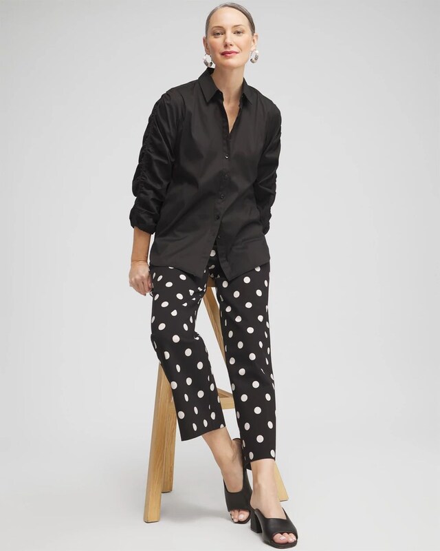 Poplin Ruched Sleeve Shirt - image 2